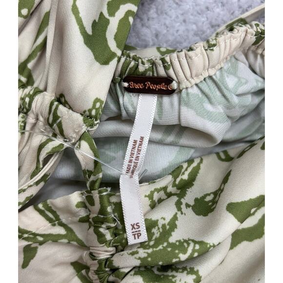 Free People Women's Green Botanical Print Long Sleeve Dress Size XS #65664 - Picture 3 of 3